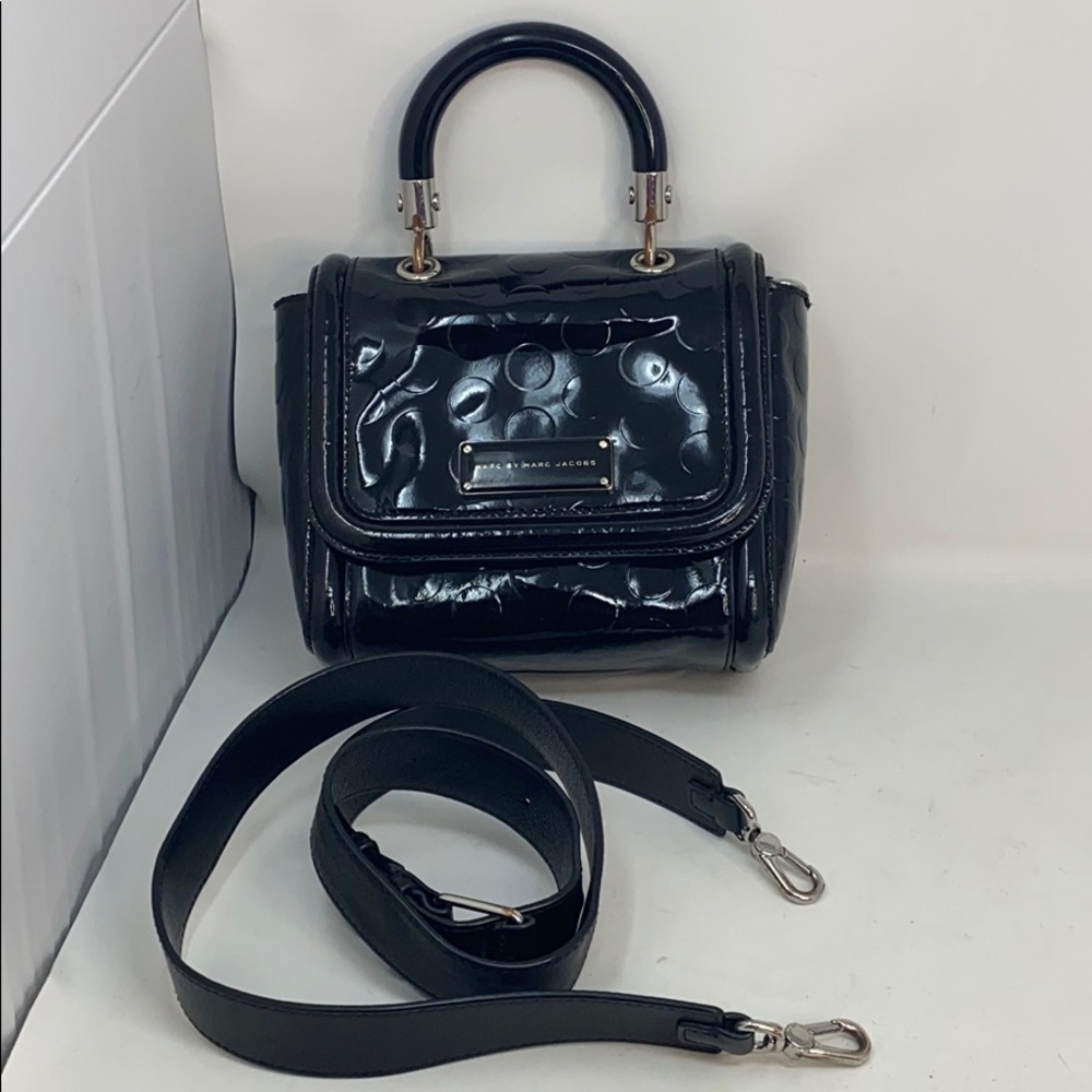 Marc Jacobs Black Patent Cow Leather Crossbody Bag